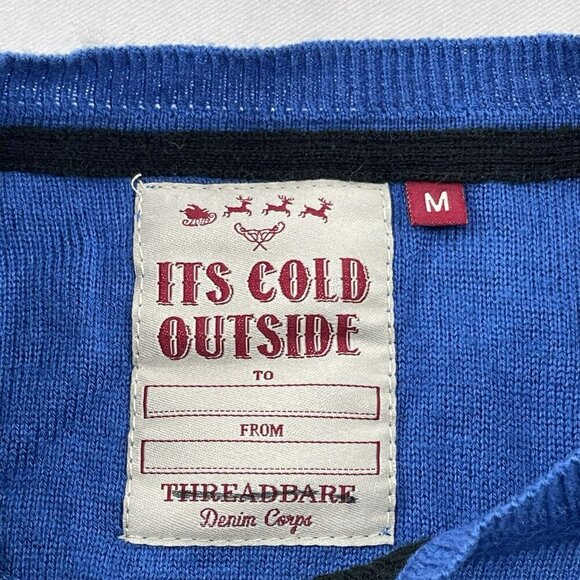 Threadbare Christmas Ugly Sweater Jumper Adult Sz M Santa Reindeer Cold Outside - Picture 7 of 12